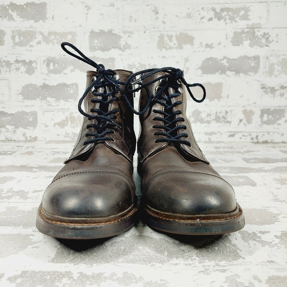 Aston Grey Biressa Dark Brown Leather Zip Lace Up Round Toe Ankle Boots V717 - Picture 3 of 12